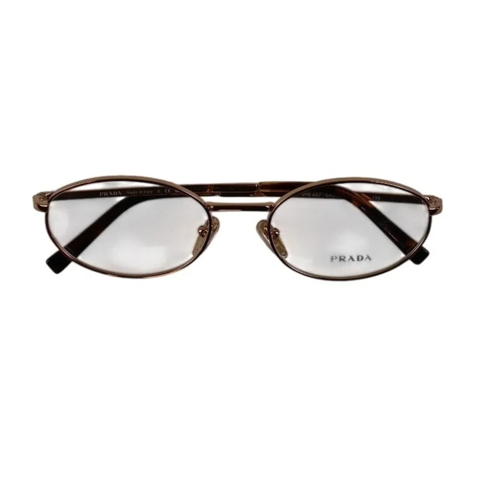 Prada Eyeglasses VPR A57 Gold Oval Frames Tortoiseshell 52-17 NEW MSRP 380